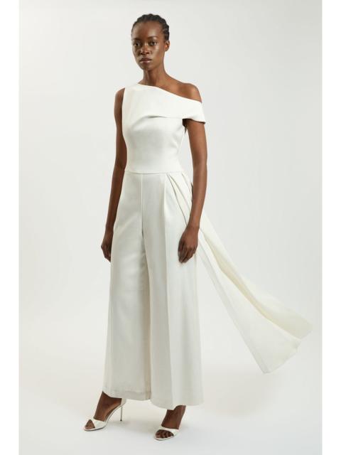 KAREN MILLEN Petite Tailored Satin Drape Asymmetric Jumpsuit