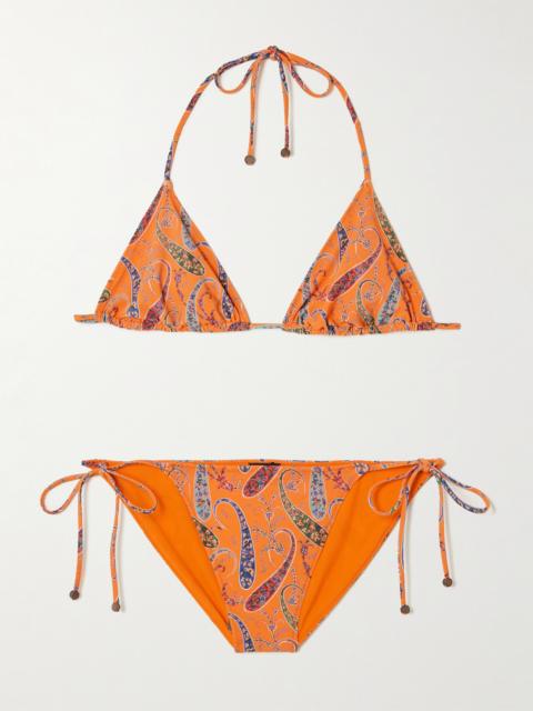 Etro Embellished Paisley-print Triangle Bikini