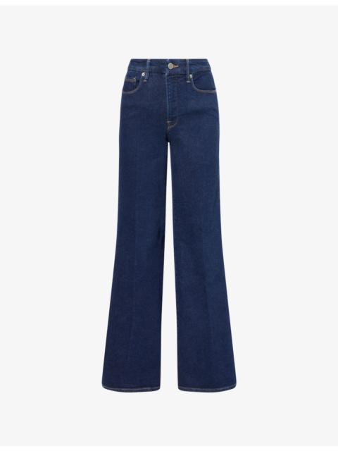 GOOD AMERICAN Good Waist Palazzo Wide-Leg Stretch-Denim Blend Jeans
