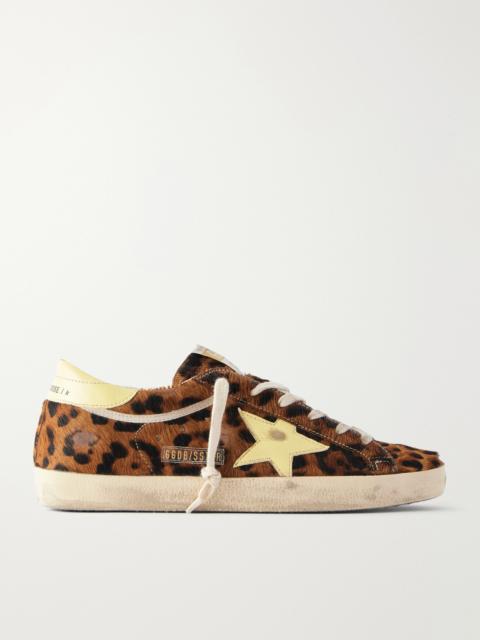 Golden Goose Super-star Horsy Distressed Animal-print Calf-hair And Leather Sneakers