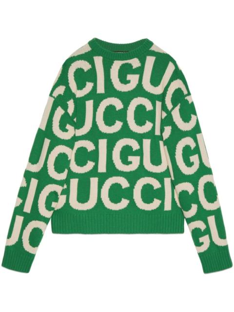 GUCCI logo-intarsia wool jumper