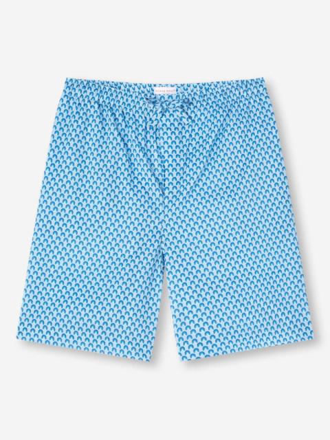 Derek Rose Men's Lounge Shorts Ledbury 65 Cotton Batiste Blue