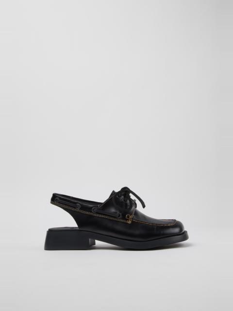 CAMPER Donna Black Leather Semi-Open Shoes for Women.