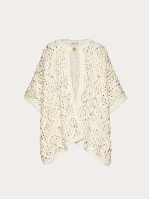 Valentino EMBROIDERED WOOL PONCHO