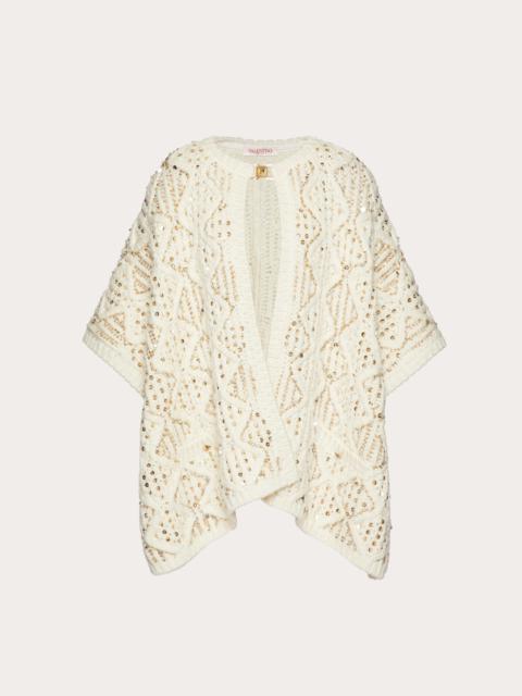 Valentino EMBROIDERED WOOL PONCHO