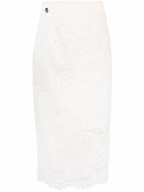 PHILIPP PLEIN lace-patterned pencil skirt