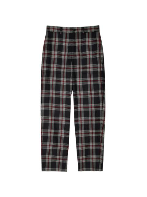 check-print trousers