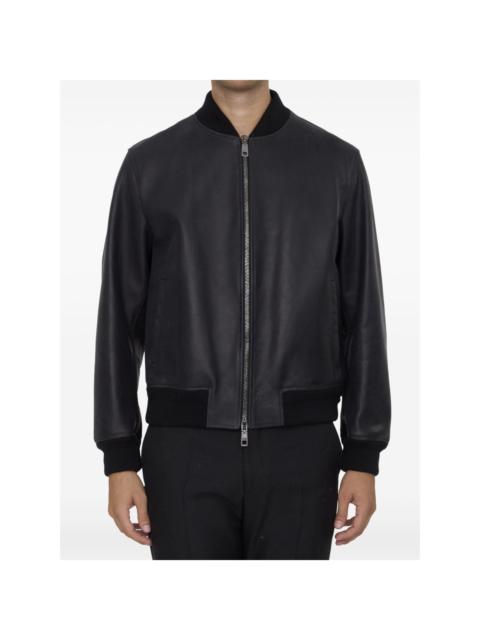 zip-up leather jacket