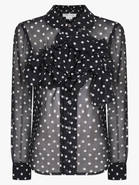 SHEER POLKA DOT L/S BOW DETAIL SHIRT | BLACK