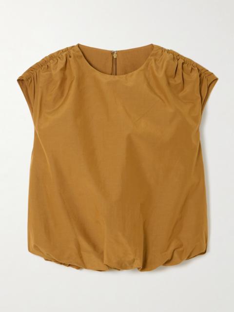 Loulou de Saison Cosma Gathered Cotton And Silk-blend Voile Top