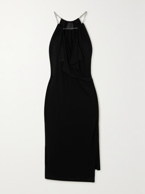 Givenchy Chain-embellished Ruffled Crepe De Chine Midi Dress