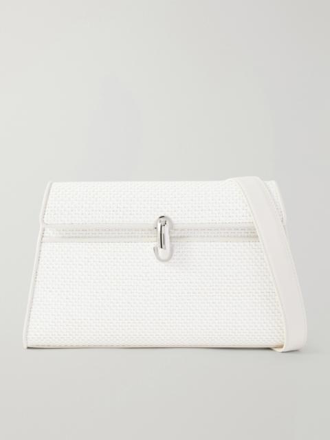 SAVETTE Symmetry Leather-trimmed Woven Raffia Shoulder Bag