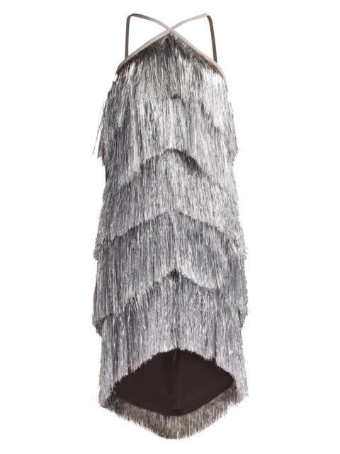 TADASHI SHOJI Women's Metallic Fringed Minidress - Platinum