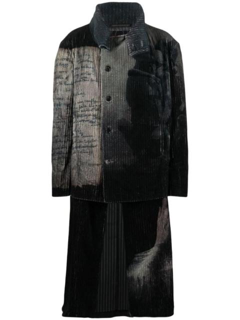 Yohji Yamamoto graphic-print double-breasted coat