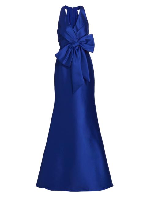 BADGLEY MISCHKA Women's Satin Mikado Bow Mermaid Gown - Cobalt