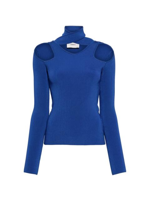 cut-out ribbed-knit jumper