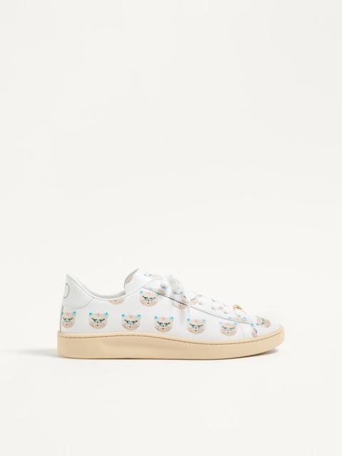 Valentino ROYCO SNEAKER IN NAPPA CALFSKIN WITH LE CHAT DE LA MAISON MOTIF