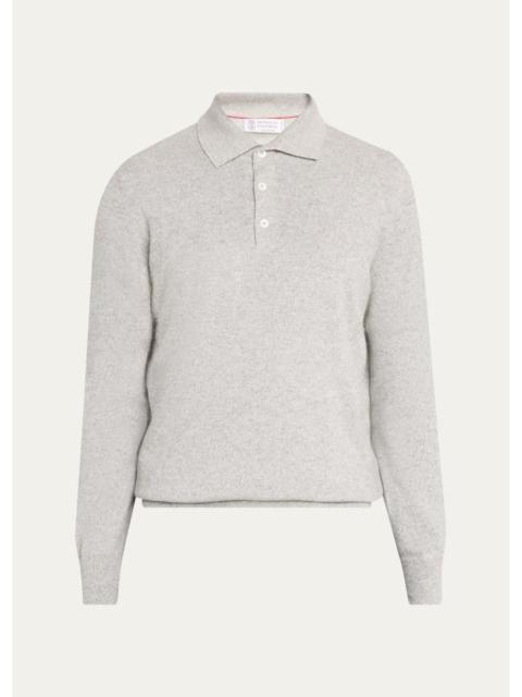 Brunello Cucinelli Men's Cashmere Long-Sleeve Polo Shirt
