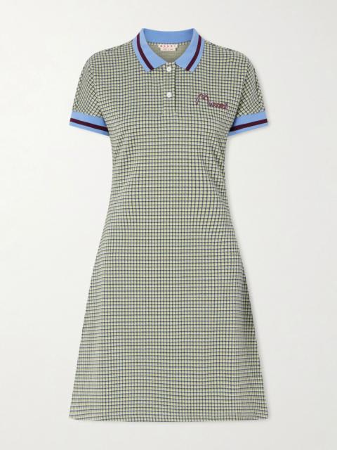 Marni Embroidered checked knitted mini dress Multi