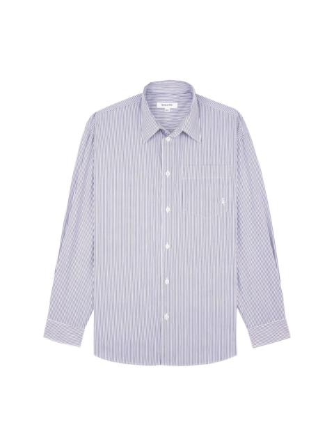 Sporty & Rich logo-embroidered striped shirt