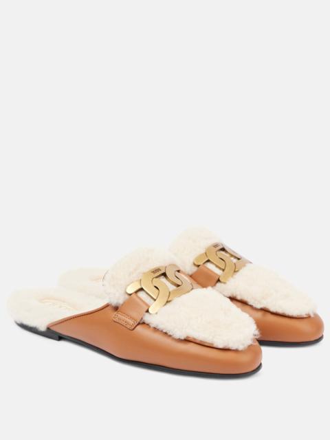 Tod's Catena shearling-lined leather slippers