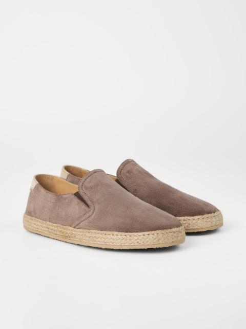 Brunello Cucinelli M41810000C079 関税送料込 Brunello Cucinelli Washed suede slip-ons with rope insert
