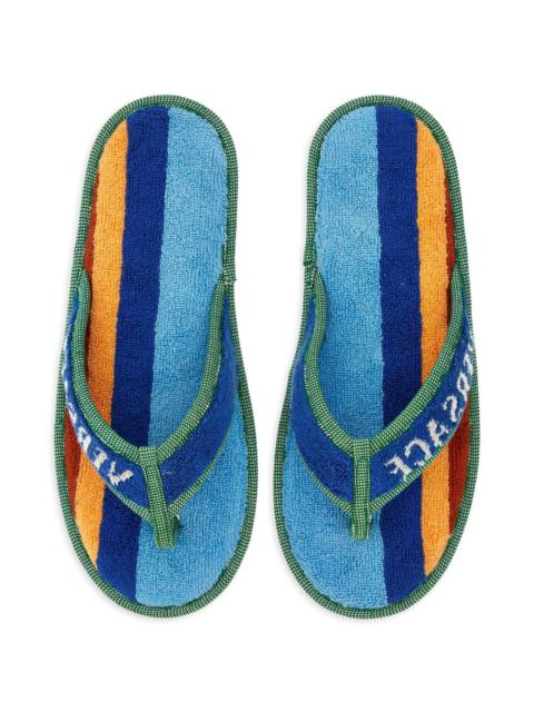 VERSACE Men's Logo Striped Jacquard Flip-Flops - Blue Multicolor