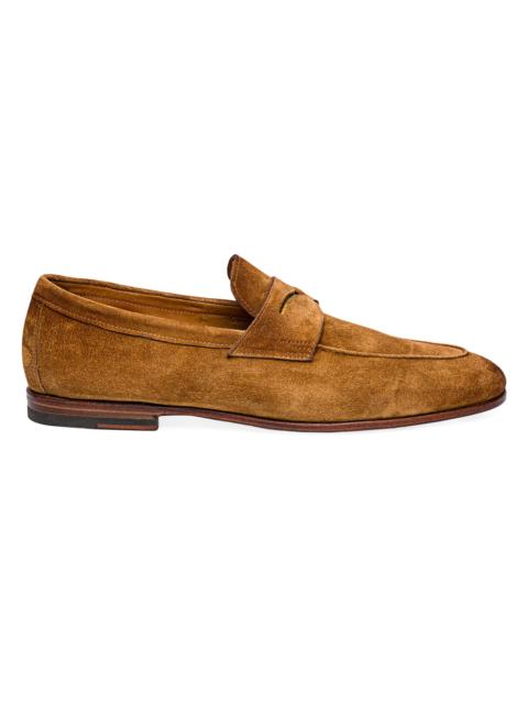 Santoni Men's Carlos Suede Penny Loafers - Light Brown