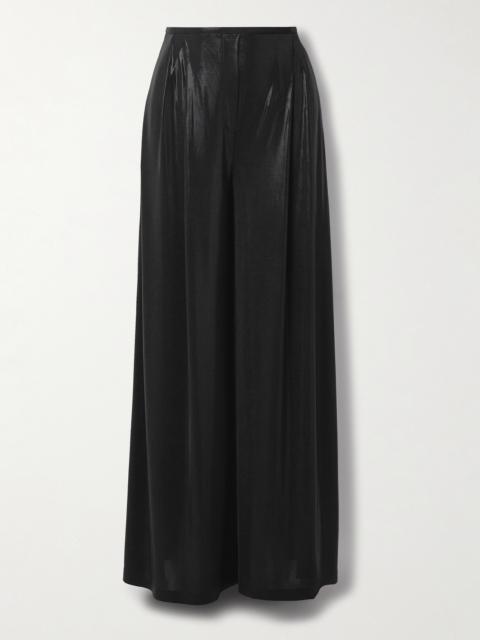 NORMA KAMALI Pleated Stretch-jersey Wide-leg Pants