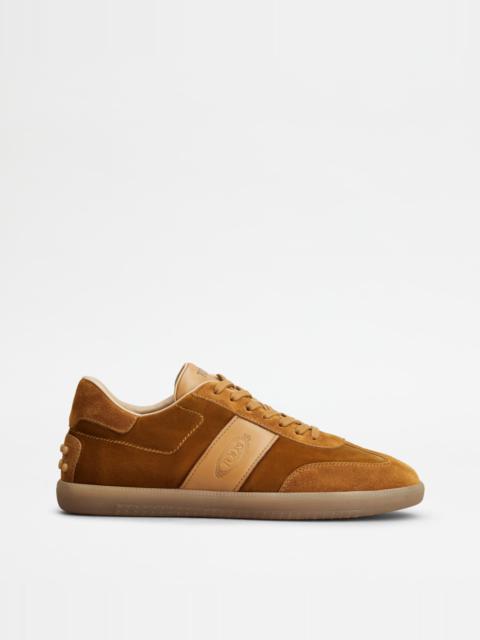Tod's TOD'S TABS SNEAKERS IN VELVET AND SUEDE - BROWN