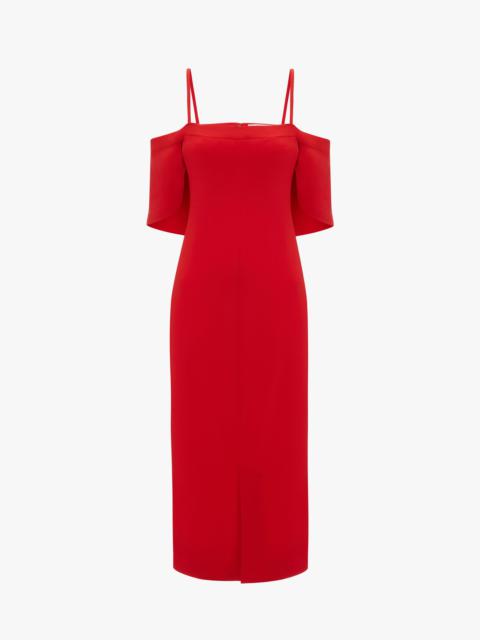 Victoria Beckham Off Shoulder Bandeau Dress in Tomato Red
