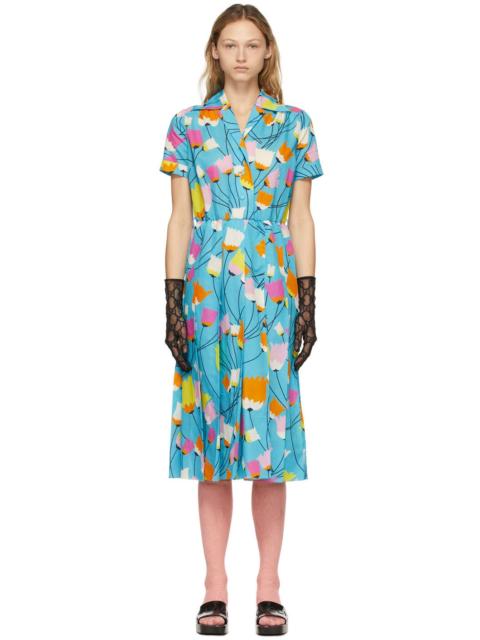 GUCCI tulip print pleated dress