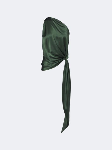 THE SEI Draped one-shoulder silk satin top