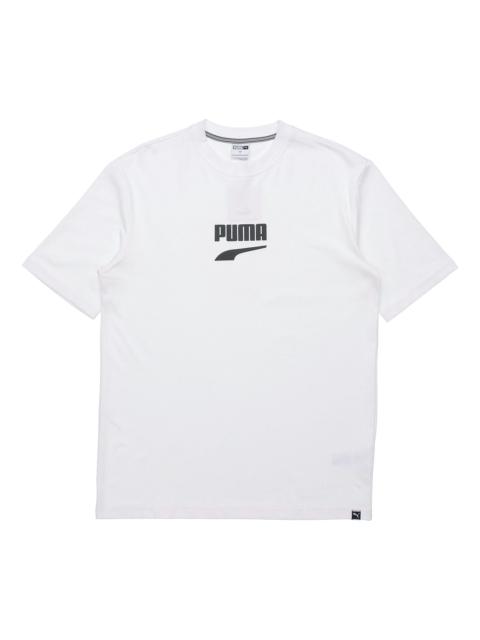 PUMA Downtown Classical Logo Short Sleeve TEE Men White 597348-52