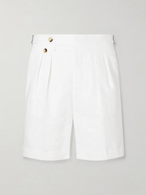 Brunello Cucinelli Wide-Leg Pleated Cotton and Linen-Blend Bermuda Shorts