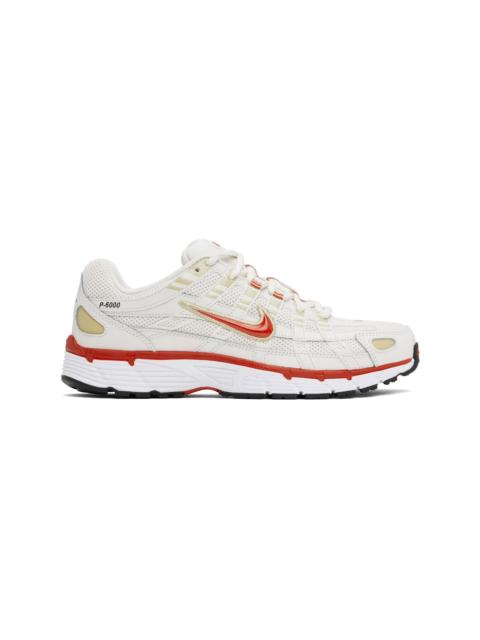 Nike White & Red P-6000 Sneakers