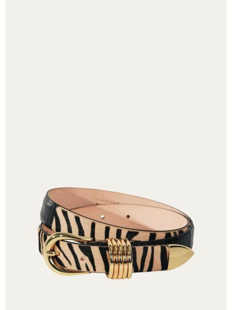 DÉHANCHE Hollyhock Zebra-Print Calf Hair Belt