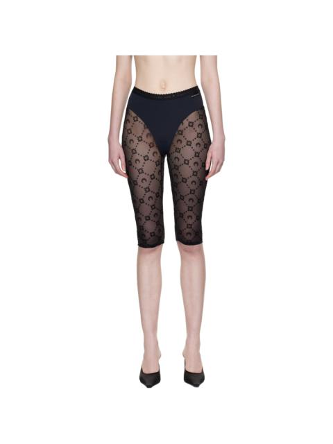 Marine Serre Black Moonogram Mesh Flock Capri Leggings