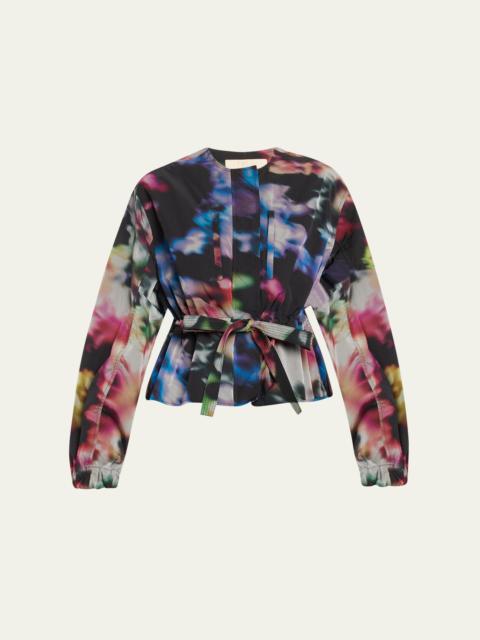 Alair Belted Printed Puff-Sleeve Jacket