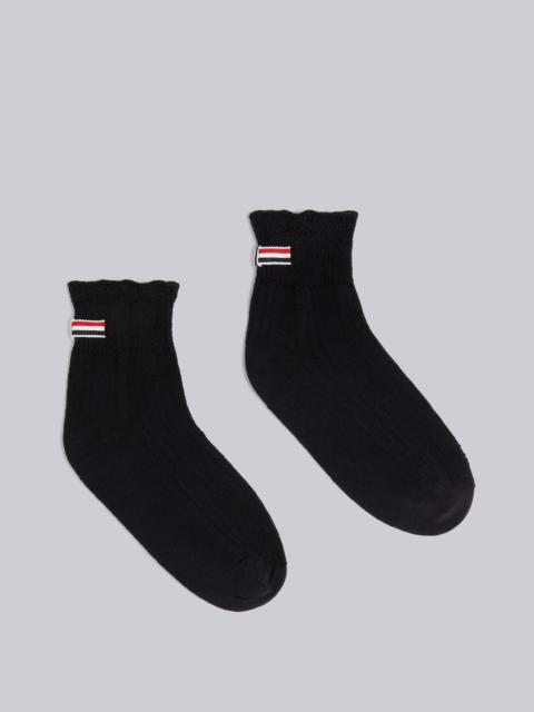 Thom Browne Navy Pointelle Overtwisted Cotton Ribbed Lace Bow Trim Crew Length Socks