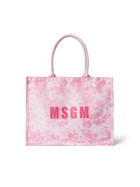 MSGM Mini country bag with "trompe l'oeil lace" print