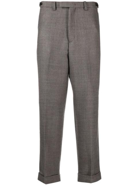 Grey Herringbone Wool Tailored Trousers