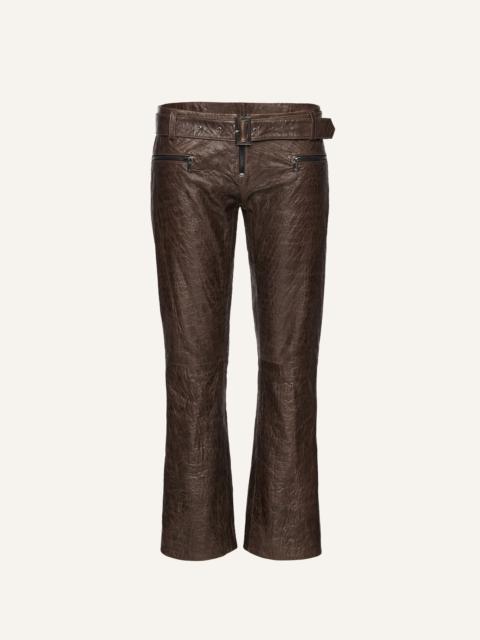 MAGDA BUTRYM Crinkled leather belted pants in brown