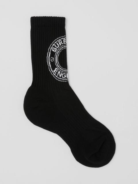 Burberry Logo Graphic Intarsia Technical Stretch Cotton Socks