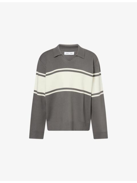 SAMSØE SAMSØE Saanne Striped Knitted Polo Top