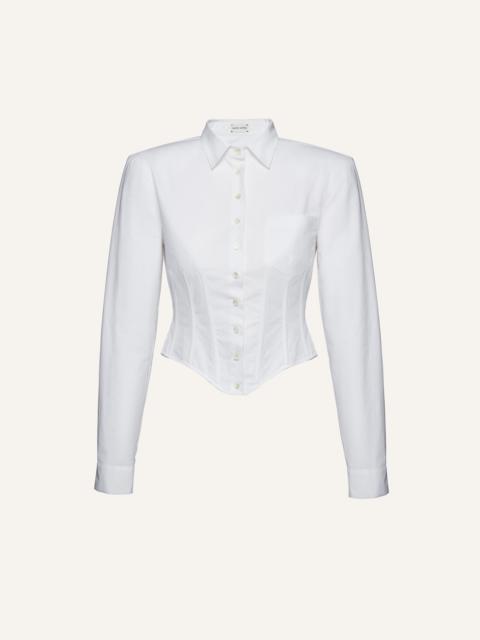 MAGDA BUTRYM Cropped corset button-up shirt in white