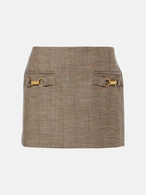 Herringbone wool-blend miniskirt