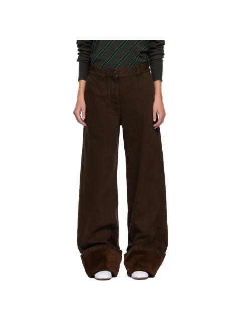 Dries Van Noten Brown Velvet Cuff Jeans