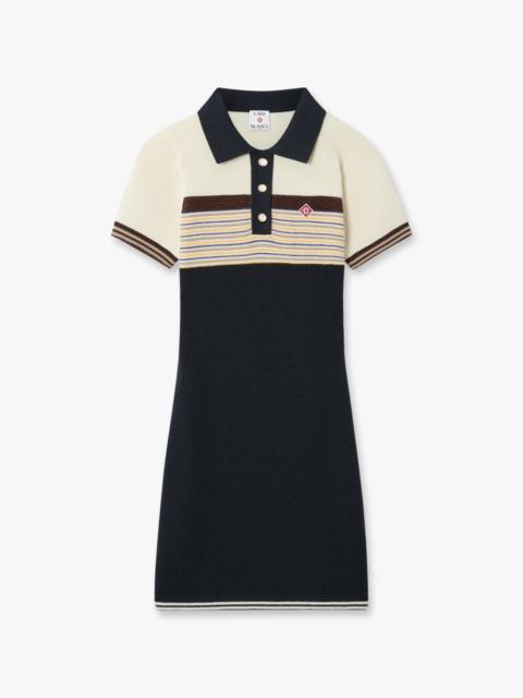 CASABLANCA Café Culture Wool Stripe Polo Mini Dress