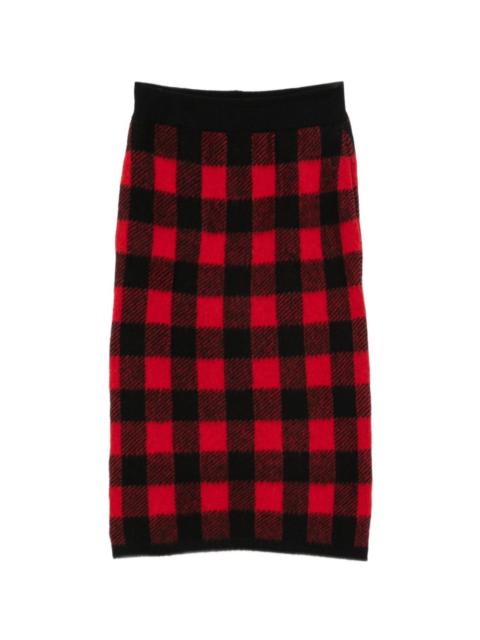 N°21 check-pattern knitted midi skirt
